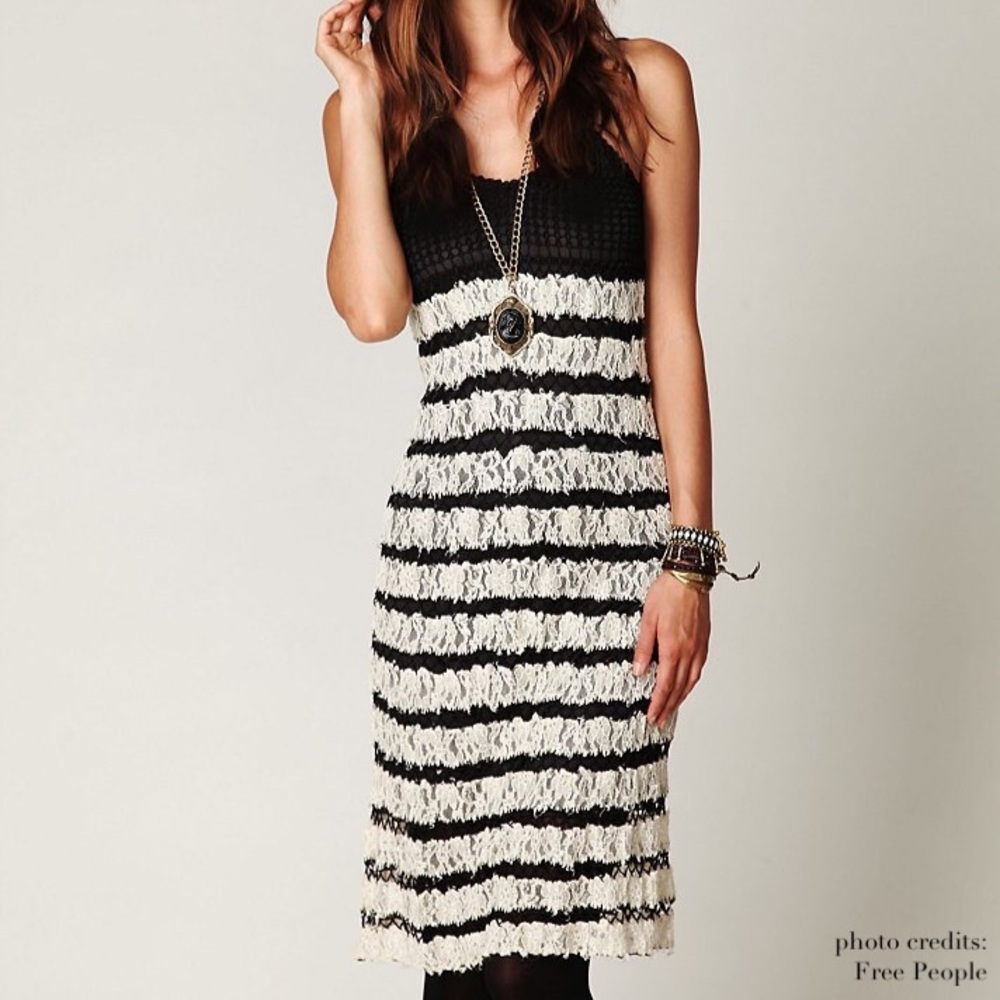 Free People Crochet & Lace Striped Dress